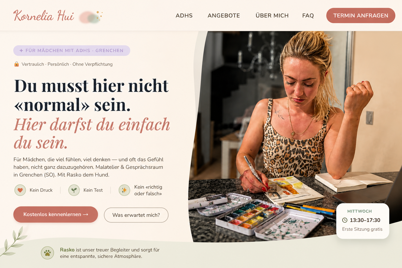 Kornelia Hui, Vorschau der neuen Seite